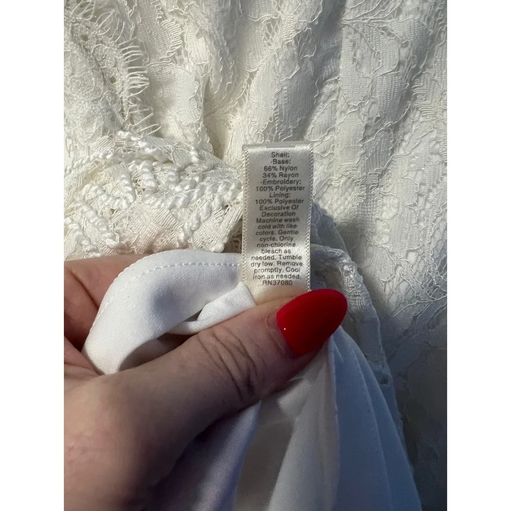 Lace Dress Sleeveless Mock‎ Neck White Party Cocktail Size S - Picture 8 of 8